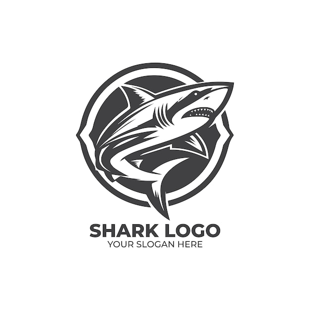 Diseño simple del logotipo del monograma del tiburón