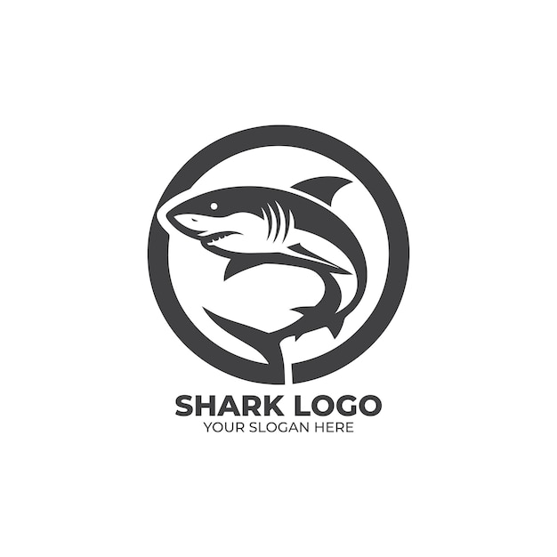 Diseño simple del logotipo del monograma del tiburón