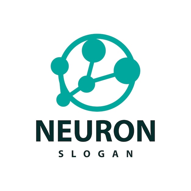 Vector diseño simple del logotipo de la neurona plantilla de la tecnología de partículas de la red de células ilustración