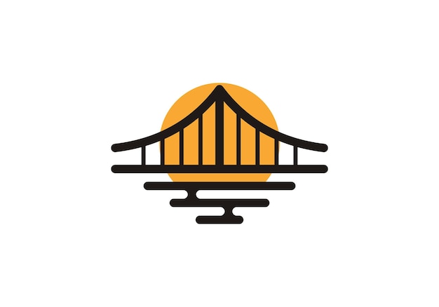 Vector diseño simple del logotipo del puente del atardecer estilo lineal concepto elemento símbolo ilustración vectorial