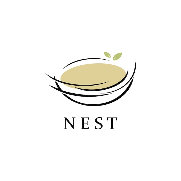 Diseño simple y minimalista del logotipo del nido de pájaro