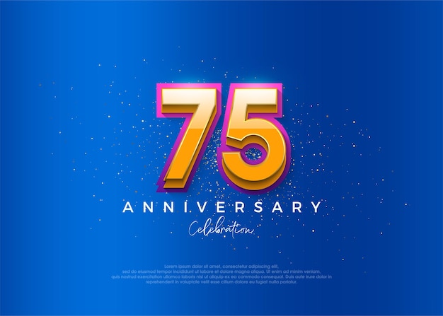 Diseño simple y moderno para la celebración del 75 aniversario con un elegante color de fondo azul