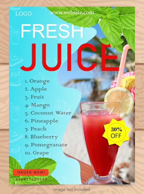 Diseño simple de plantilla de póster de tienda de jugo de fruta fresca para redes sociales