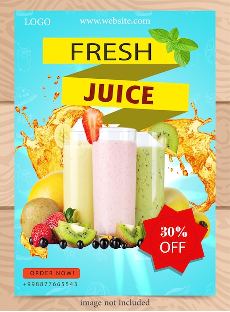 Diseño simple de plantilla de póster de tienda de jugo de fruta fresca