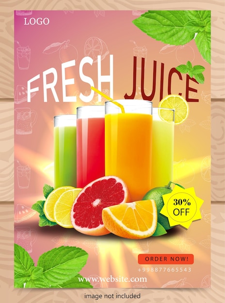 Diseño simple de plantilla de póster de tienda de jugo de frutas para redes sociales