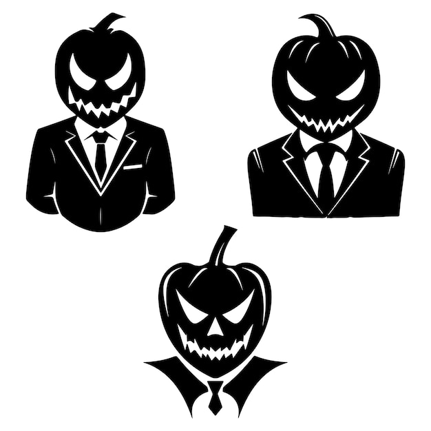 Diseño simple Vector de jack o linterna blanco y negro