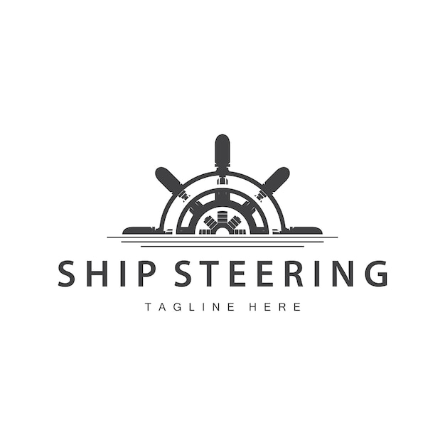 diseño simple de vehículo marítimo con logotipo del volante del barco concepto silueta plantilla símbolo de ilustración