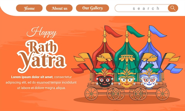 Diseño del sitio web de la página de destino de Rath Yatra