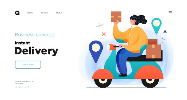 Diseño de sitio web de plantilla de página de destino de servicio de entrega Ilustraciones de concepto de negocio Estilo moderno