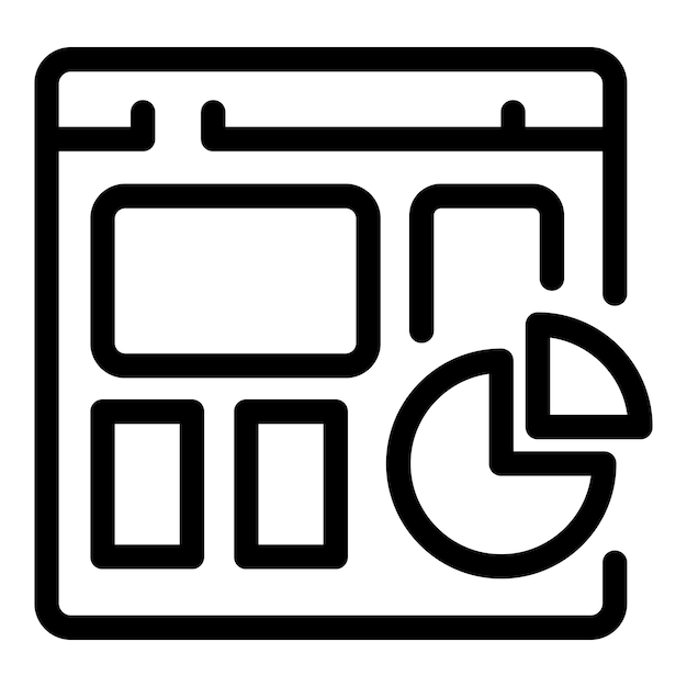 Diseño del sitio web que muestra los análisis con el icono del gráfico circular