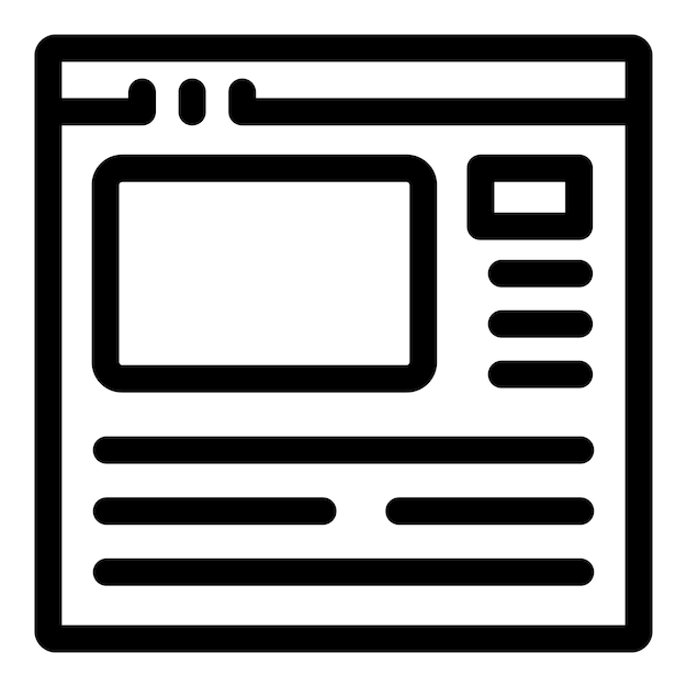 Diseño del sitio web que muestra la barra lateral del contenido y la ventana del navegador