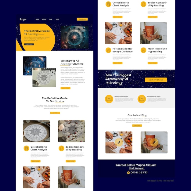 Diseño de sitios web de astrología Cartas celestes Lecturas del zodiaco y comunidad