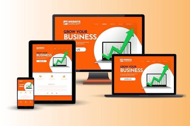 Diseño de sitios web receptivo y página de destino Concepto
