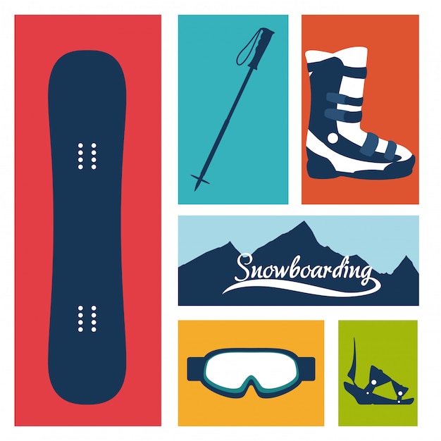 Diseño de snowboard, ilustración vectorial.