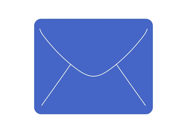 Diseño de sobre azul simple en un fondo plano para fines de comunicación en línea