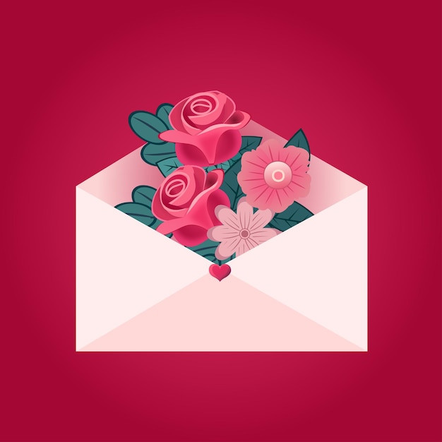 Vector diseño de sobre de rosas vectorial