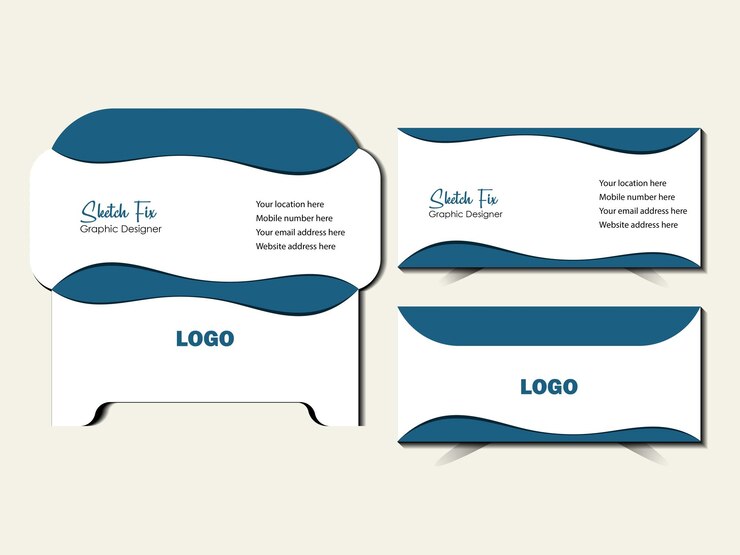 diseño de sobres creativos modernos para el servicio de marketing de la empresa