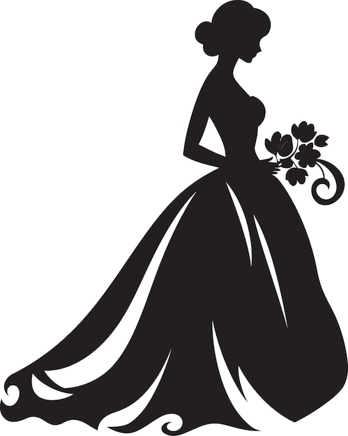 Diseño sofisticado de novia emblema negro esencia de novia chic icono vectorial negro