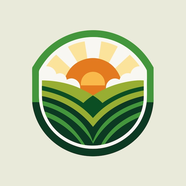 un diseño de sol con el sol y la hierba