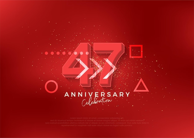 Diseño sólido para la celebración del 47.º aniversario con color rojo audaz Vector premium para saludo de celebración de pancarta de póster