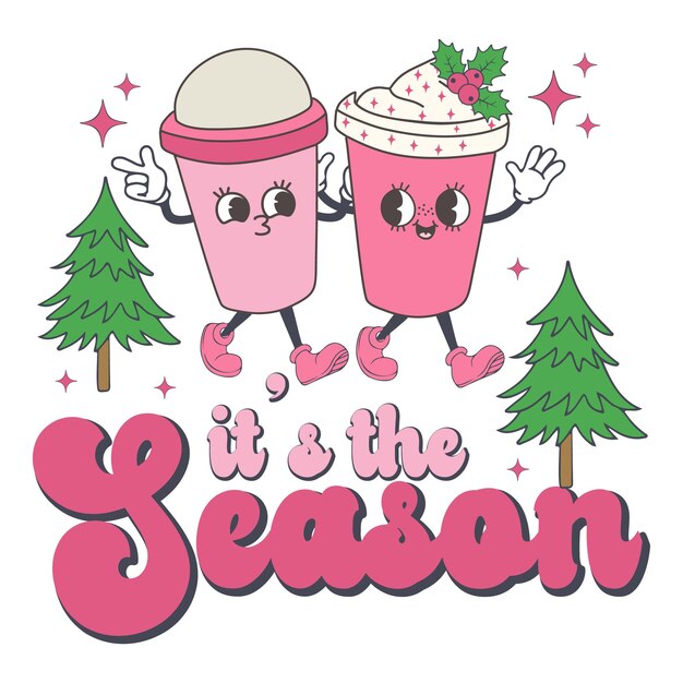 Diseño de sublimación de Navidad Rosa