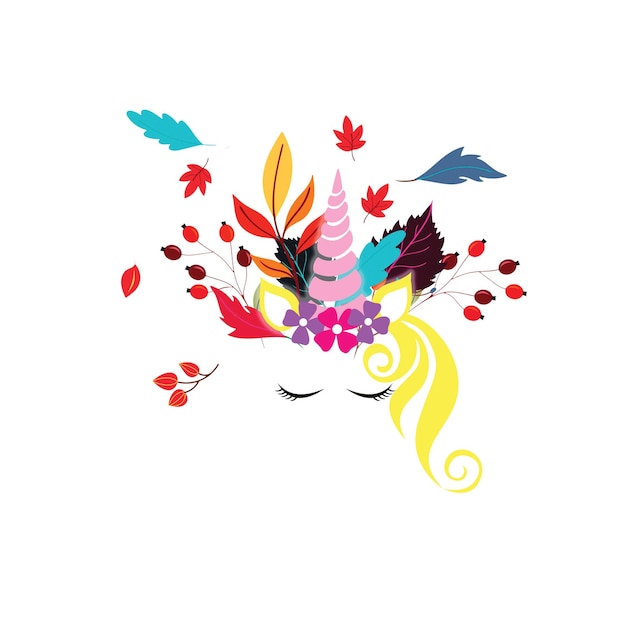 Vector diseño de sublimación de unicornio de otoño