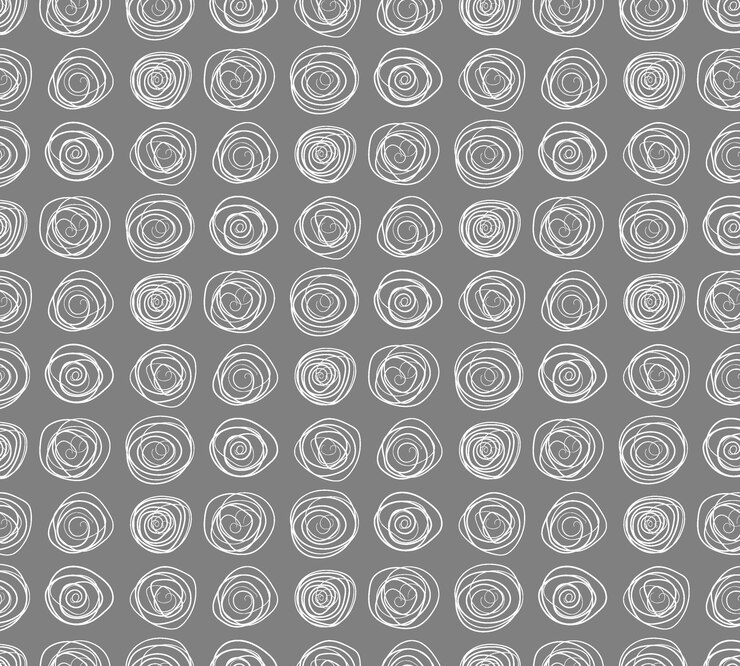 Vector diseño de superficie contemporáneo de remolinos blancos sobre fondo gris en un patrón de cuadrícula diseño de superficie sin fin universal con patrón de círculos casuales adecuado para imprimir en textiles, papel y plástico