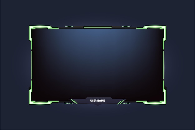 Diseño de superposición de pantalla de transmisión en vivo Vector de superposición de juegos para paneles de pantalla Vector de superposición de transmisión en vivo verde para jugadores en línea Superposición de juegos en vivo con una pantalla fuera de línea y botones coloridos