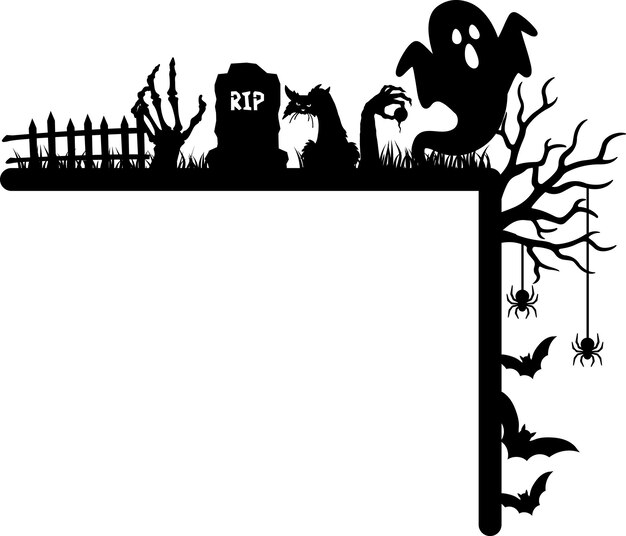 Vector diseño svg de la esquina de la puerta de halloween