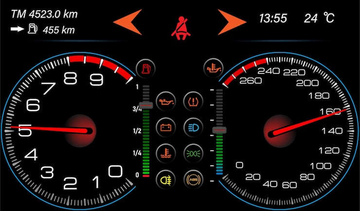 Vector diseño del tablero de instrumentos automático del acelerómetro tecnología abstracta del velocímetro