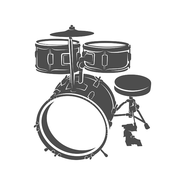 Diseño de tambor realista Vector Silueta de tambor Ilustración vectorial