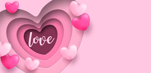 Diseño de tarjeta de amor. Diseño con corazón rosa sobre rosa