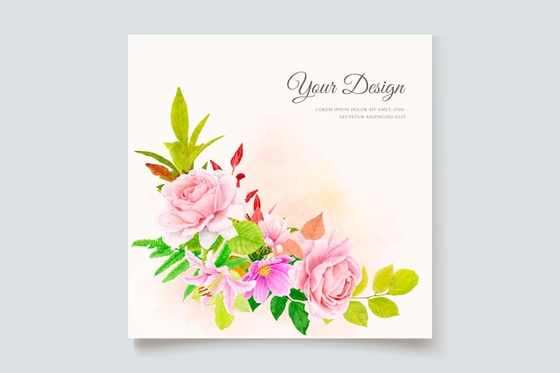 diseño de tarjeta de boda de adorno floral