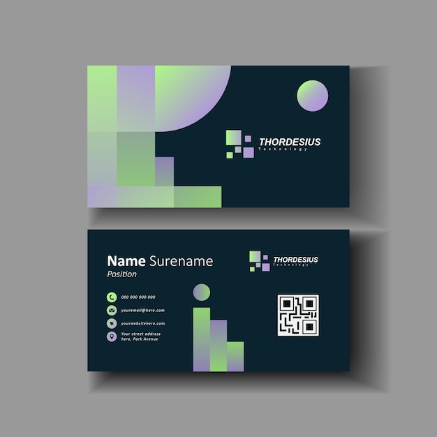 Diseño de tarjeta corporativa de formas geométricas degradadas