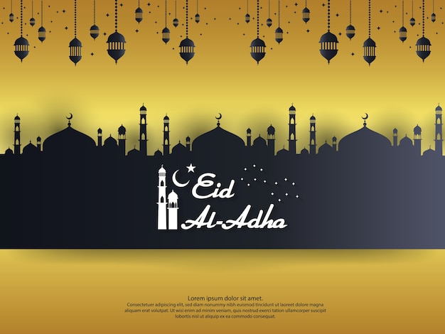 Diseño de la tarjeta de felicitación de eid al adha mubarak