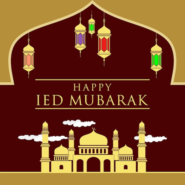 Diseño de tarjeta de felicitación de eid al fitr