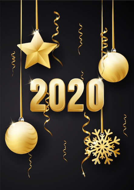 Vector diseño de tarjeta de felicitación de feliz año nuevo 2020