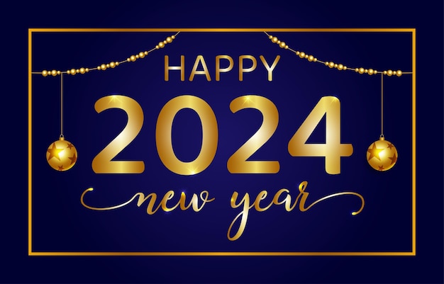 Diseño de tarjeta de felicitación de Feliz Año Nuevo 2024