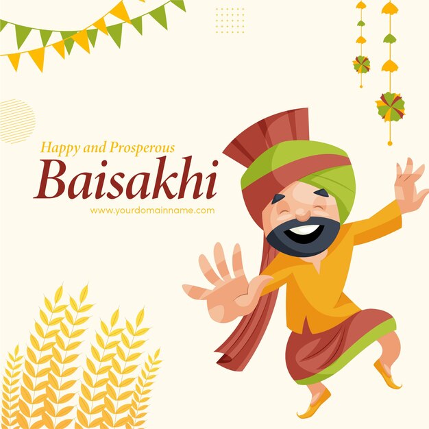 Diseño de tarjeta de felicitación feliz y próspero baisakhi