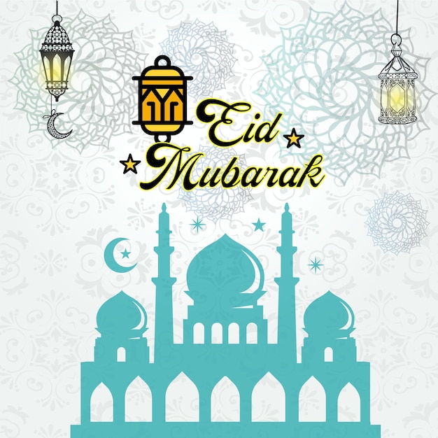 diseño de tarjeta de felicitación del festival islámico eid