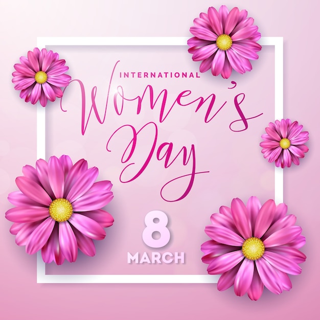 Diseño de tarjeta de felicitación floral feliz día de las mujeres