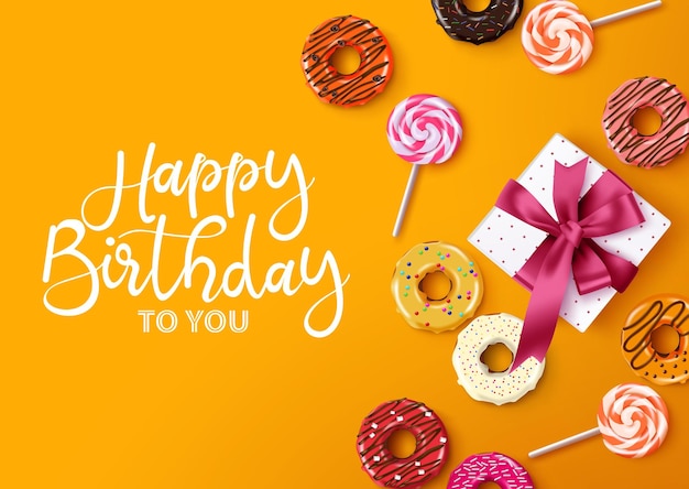 Diseño de tarjeta de felicitación de fondo de vector de feliz cumpleaños Tipografía de feliz cumpleaños con espacio vacío