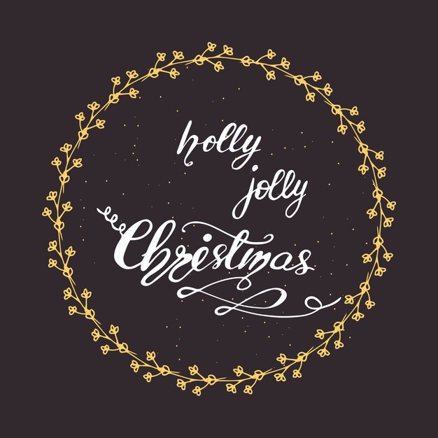 Vector diseño de tarjeta de felicitación con letras holly jolly christmas. ilustración vectorial