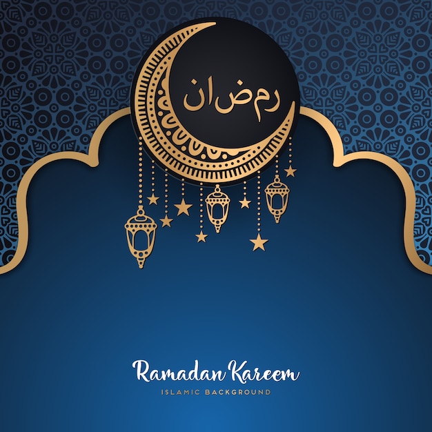 Diseño de tarjeta de felicitación de ramadan kareem con arte de mandala