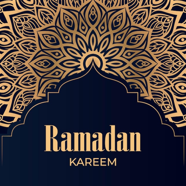 Vector diseño de tarjeta de felicitación de ramadan kareem con plantilla de mandala