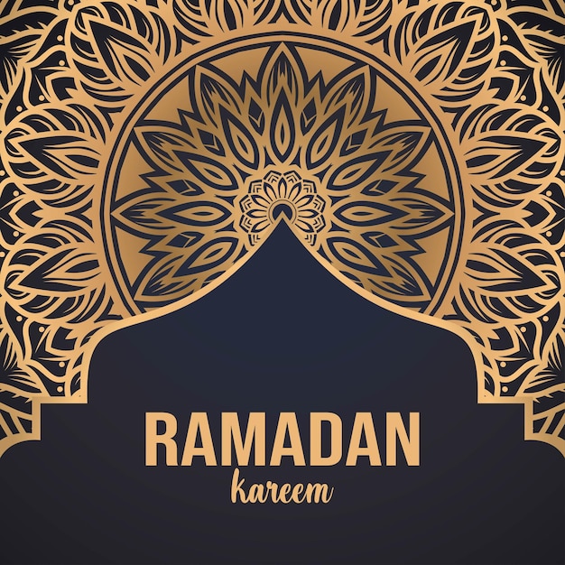 Vector diseño de tarjeta de felicitación de ramadan kareem con plantilla de mandala