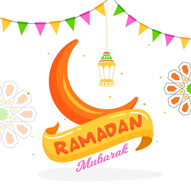 Vector diseño de tarjeta de felicitación de ramadán mubarak con ilustración de cresce