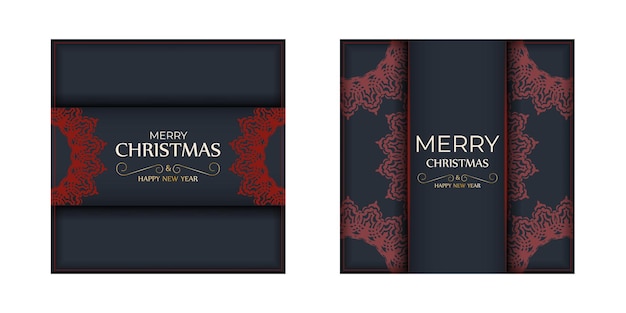 Diseño de tarjeta de felicitación de vector de feliz Navidad en color gris con adorno rojo Cartel de diseño Feliz año nuevo y patrones de invierno