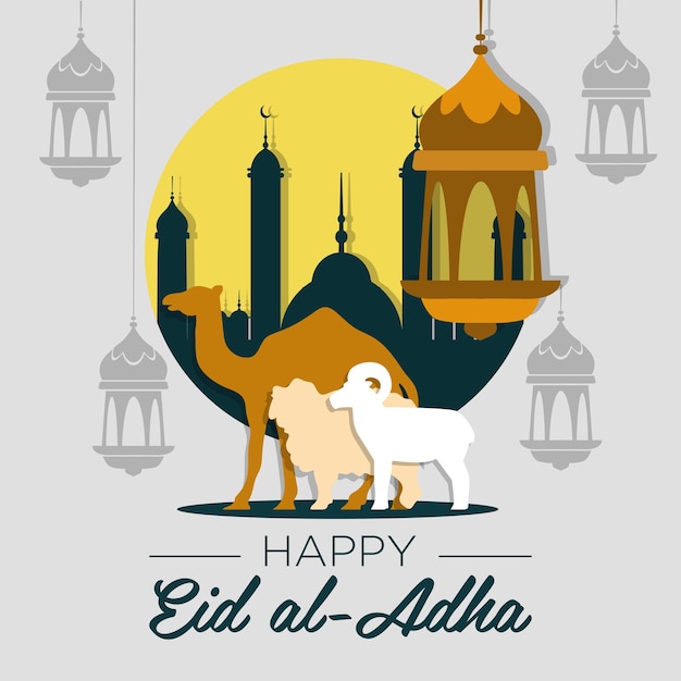 Vector diseño de tarjeta festiva islámica eid adha