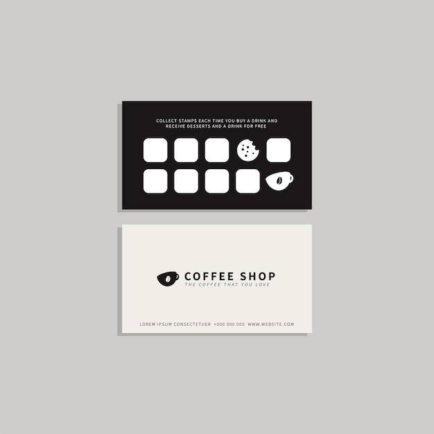 Diseño de tarjeta de fidelización de Black Coffee Shop